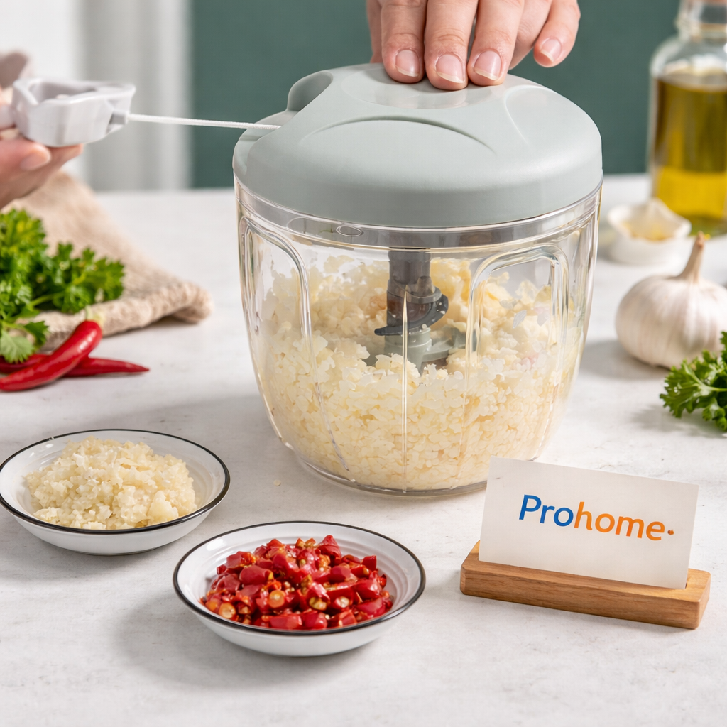 Manual Hand Chopper with Stainless Steel Blades – Fast Food Processor for Meat, Vegetables & Fruit