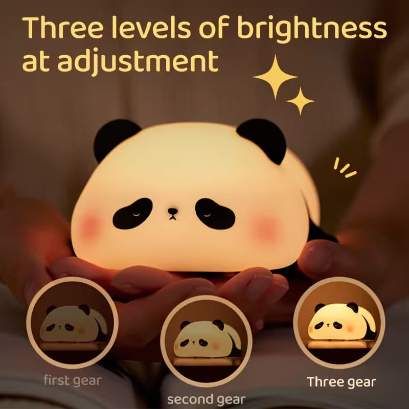 Panda Lamp Cute Panda Night Light Soft Silicone Led Lamp for Kids Bedroom Warm White