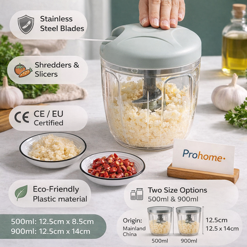 Manual Hand Chopper with Stainless Steel Blades – Fast Food Processor for Meat, Vegetables & Fruit