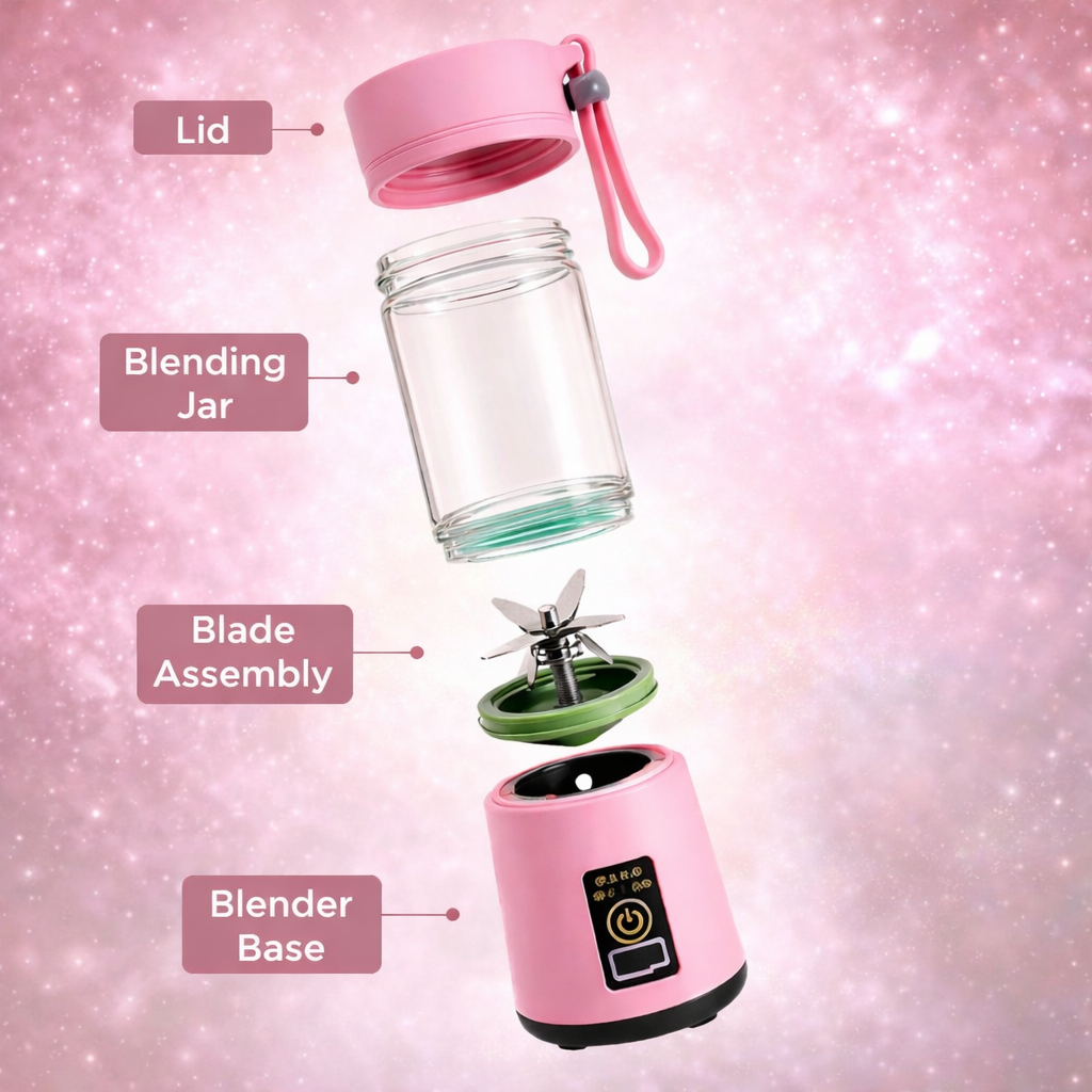 USB Rechargeable Juicer Blender 6 Blades Electric Blender Mini Portable Personal Size (ANY COLOR)