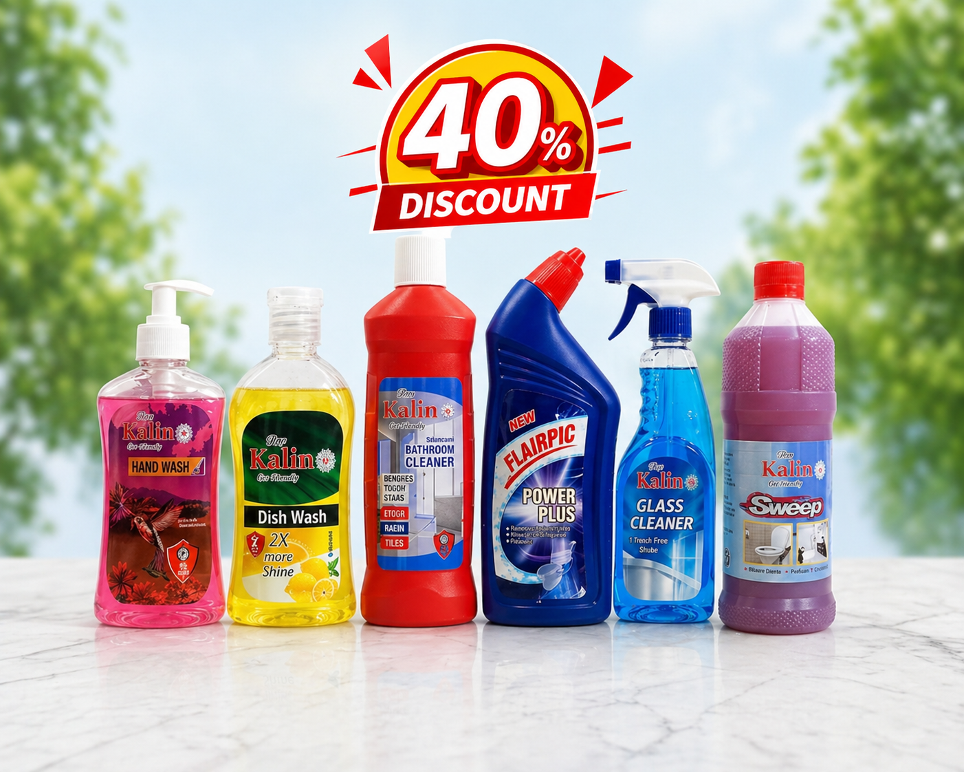 The Ultimate Clean Home Mega Bundle (Toilet Cleaner, Bathroom Cleaner, Dish Wash, Glass Cleaner, Hand Wash, Sweep)