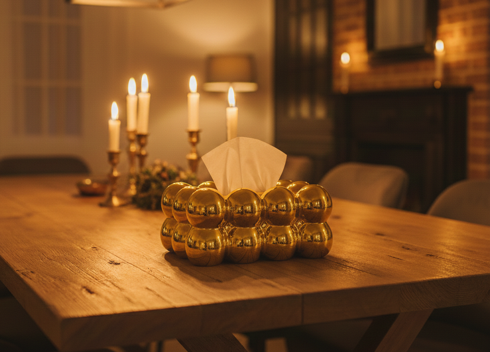Golden Cloud-Soft Bubble Tissue Box _ Elegant Home & Living Decor