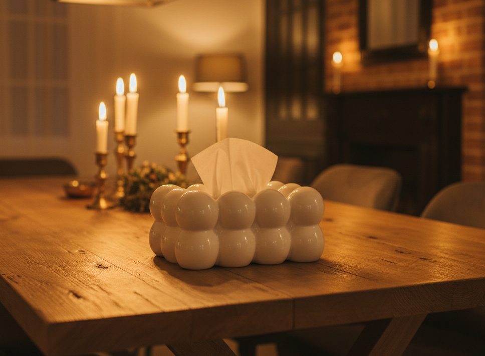 White Cloud-Soft Bubble Tissue Box _ Elegant Home & Living Decor