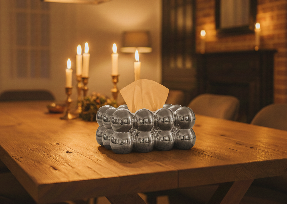Silver Cloud-Soft Bubble Tissue Box _ Elegant Home & Living Decor
