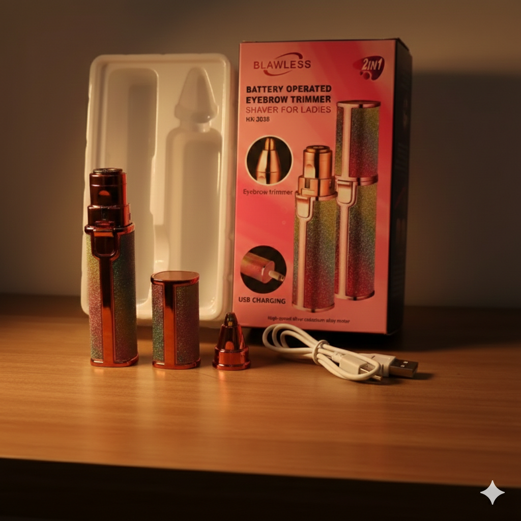 Flawless Rechargeable 2 in 1 Eyebrow Trimmer - Hair Remover & Nose, Chin Trimmer