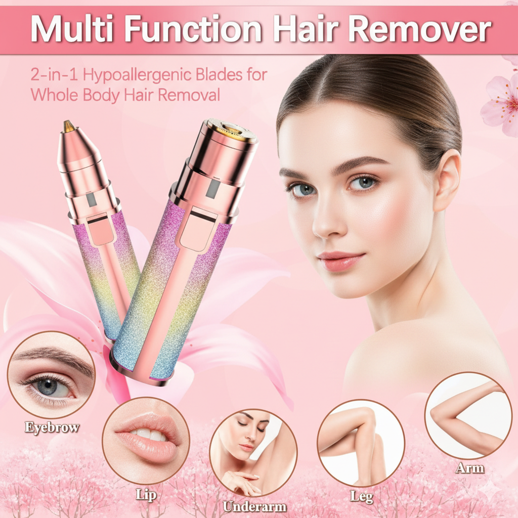 Flawless Rechargeable 2 in 1 Eyebrow Trimmer - 2-in-1 Rechargeable Hair Remover & Eyebrow Trimmer with LED, Painless Precision Shaver for Women’s Face, Lip, Chin