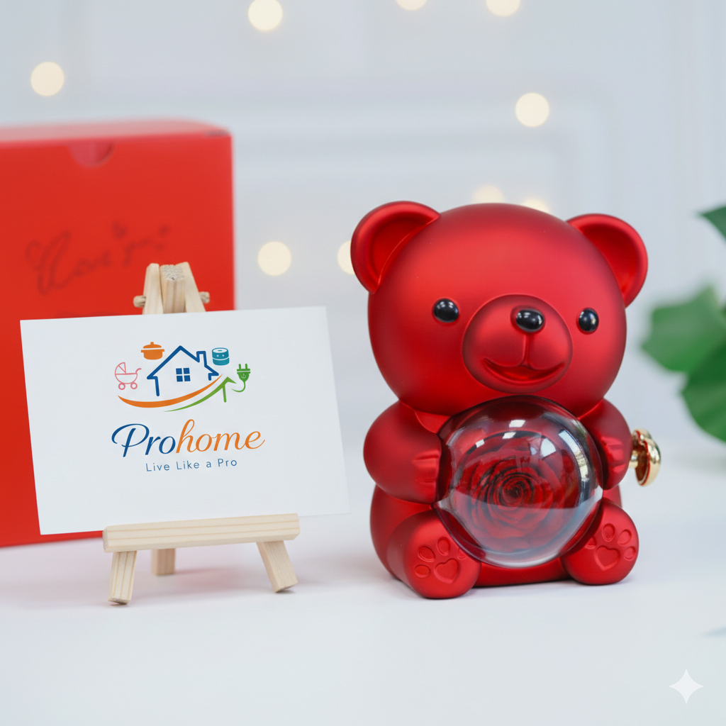 Teddy Bear Flower Gift Box (Home Decore Show Piece & Romantic Gift Idea)