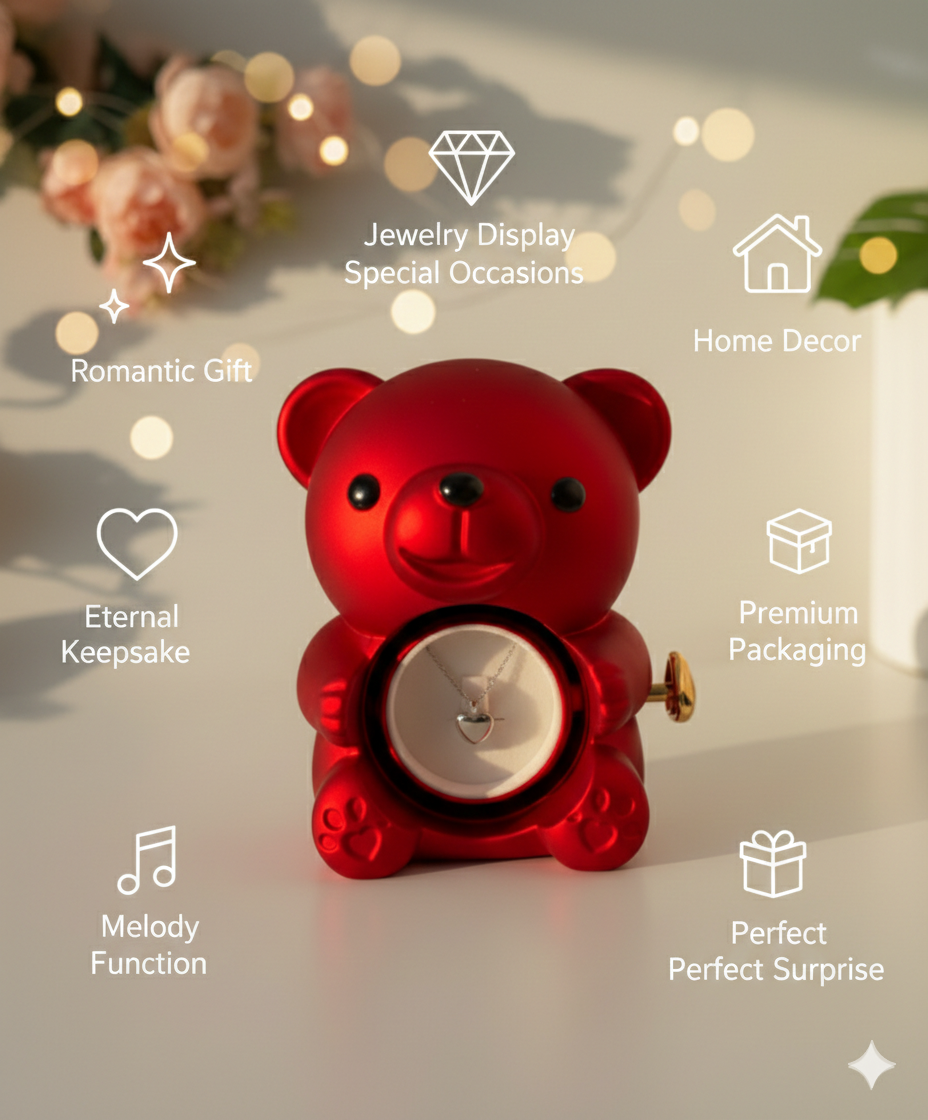 Teddy Bear Flower Gift Box (Home Decore Show Piece & Romantic Gift Idea)