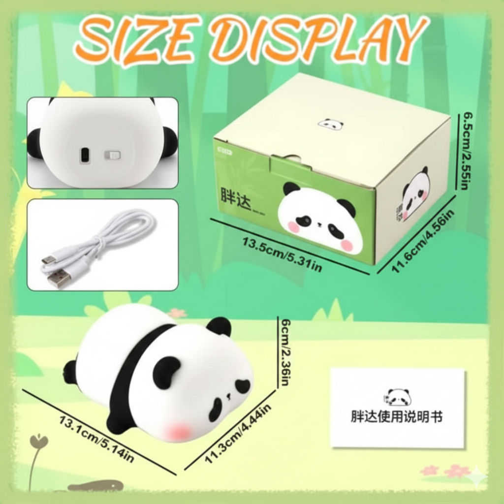Panda Lamp Cute Panda Night Light Soft Silicone Led Lamp for Kids Bedroom Warm White