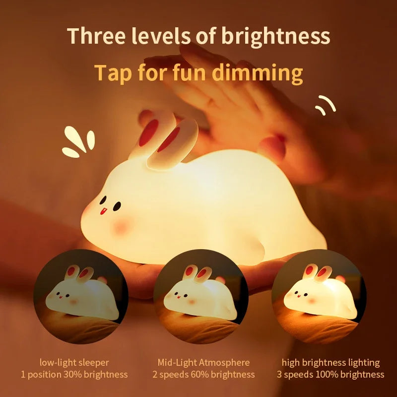 Bunny Silicone Night Light _ Rechargeable, Portable Baby Night Lamp for Bedroom, Gifts & Home Decor