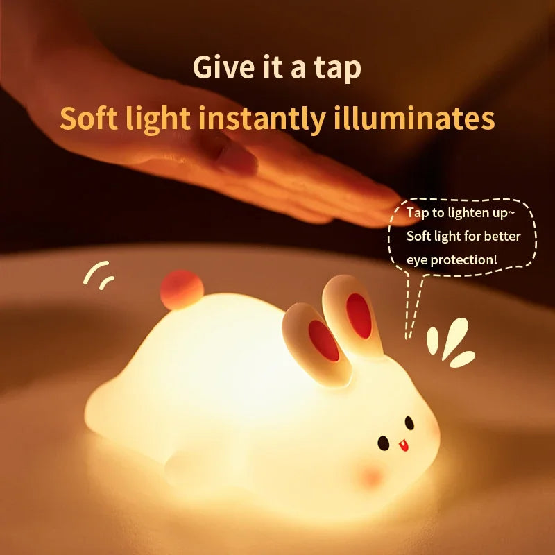 Bunny Silicone Night Light _ Rechargeable, Portable Baby Night Lamp for Bedroom, Gifts & Home Decor