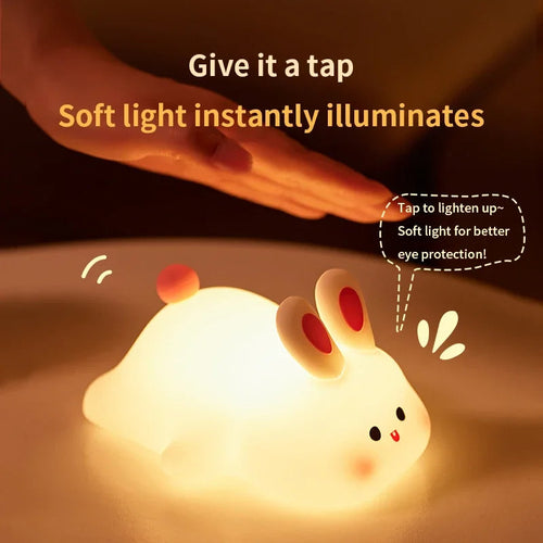 Bunny Silicone Night Light _ Rechargeable, Portable Baby Night Lamp for Bedroom, Gifts & Home Decor