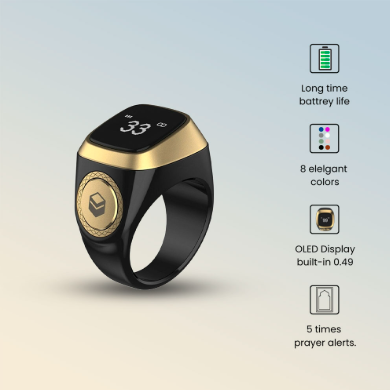 Smart Digital Tasbeeh Counter – iQibla Smart Ring with Prayer Times,LED Display & Long Battery Life