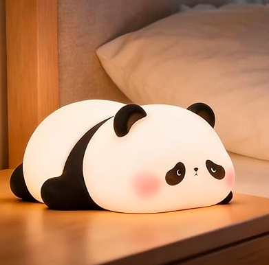 Panda Lamp Cute Panda Night Light Soft Silicone Led Lamp for Kids Bedroom Warm White